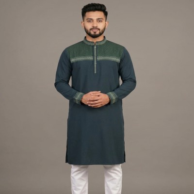 Teal Chest Embroidery Panjabi