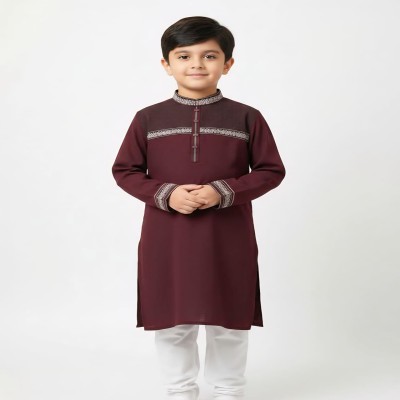 Kid's Liver Embroidery Panjabi