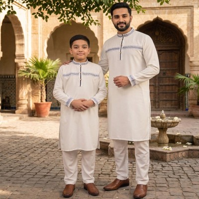 বাবা-ছেলে ম্যাচিং পাঞ্জাবী (সাদা)