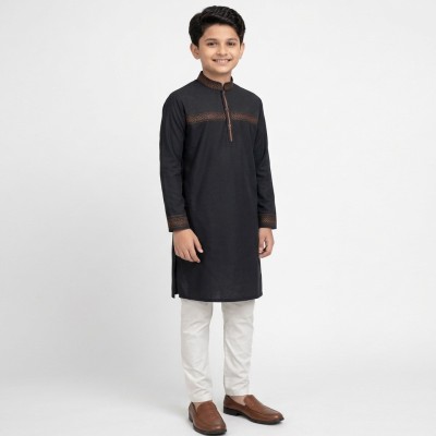 Kid's Black Embroidery Panjabi